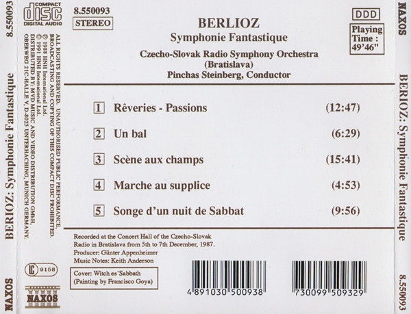 Hector Berlioz , Slovak Radio Symphony Orchestra , Pinchas Steinberg - Symphonie Fantastique | Naxos (8.550093) - 2