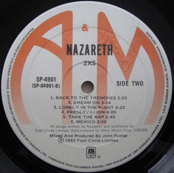 Nazareth - 2XS | A&M Records (SP-4901) - 4 Nazareth - 2XS | A&M Records (SP-4901) - 4