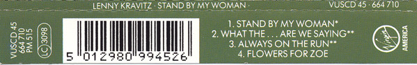 Lenny Kravitz - Stand By My Woman | Virgin America (VUSCD 45) - 3