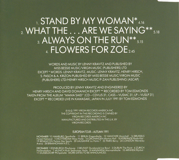 Lenny Kravitz - Stand By My Woman | Virgin America (VUSCD 45) - 2