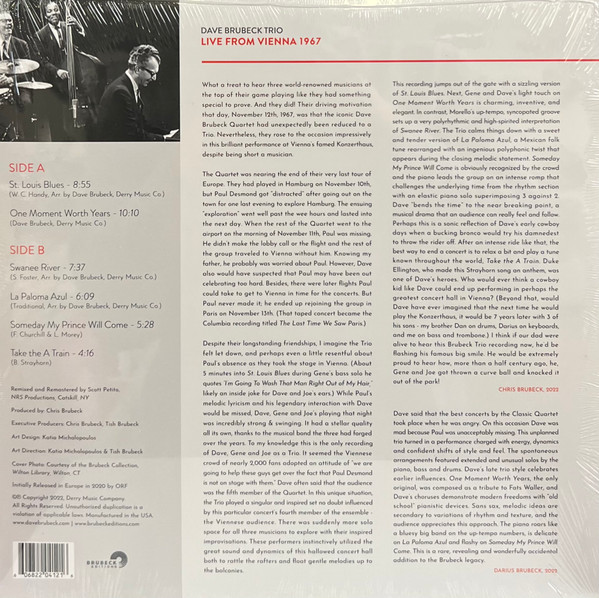 The Dave Brubeck Trio - Live From Vienna 1967 | Brubeck Editions (BELP20220301) - 2 The Dave Brubeck Trio - Live From Vienna 1967 | Brubeck Editions (BELP20220301) - 2