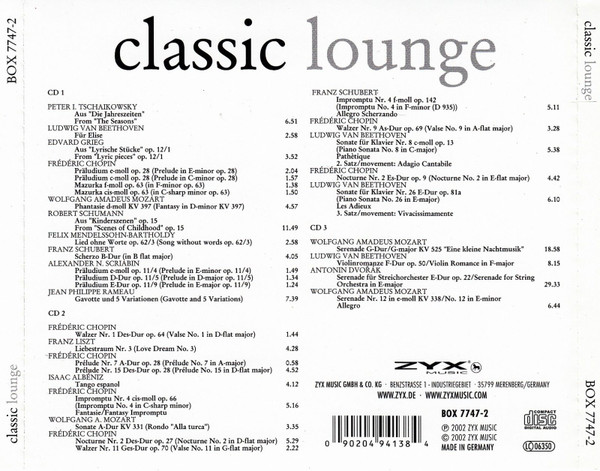 Various - Classic Lounge : Relax With The Best Classical Melodies Ever | ZYX Music (Box 7747-2) - 2 Various - Classic Lounge : Relax With The Best Classical Melodies Ever | ZYX Music (Box 7747-2) - 2