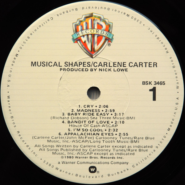 Carlene Carter - Musical Shapes | Warner Bros. Records (BSK 3465) - 3