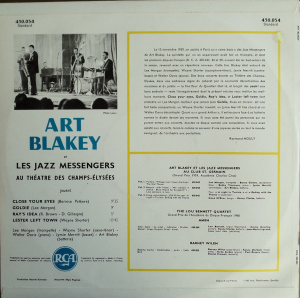 Art Blakey & The Jazz Messengers - Au Théâtre Des Champs-Élysées | RCA (430.054) - 2 Art Blakey & The Jazz Messengers - Au Théâtre Des Champs-Élysées | RCA (430.054) - 2
