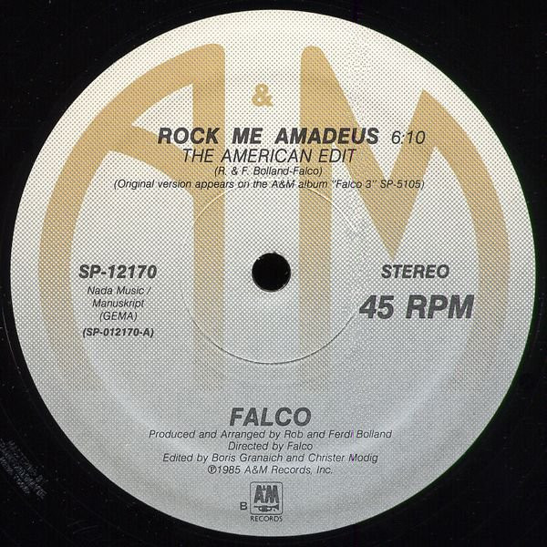 Falco - Rock Me Amadeus / Vienna Calling | A&M Records (SP-12170)