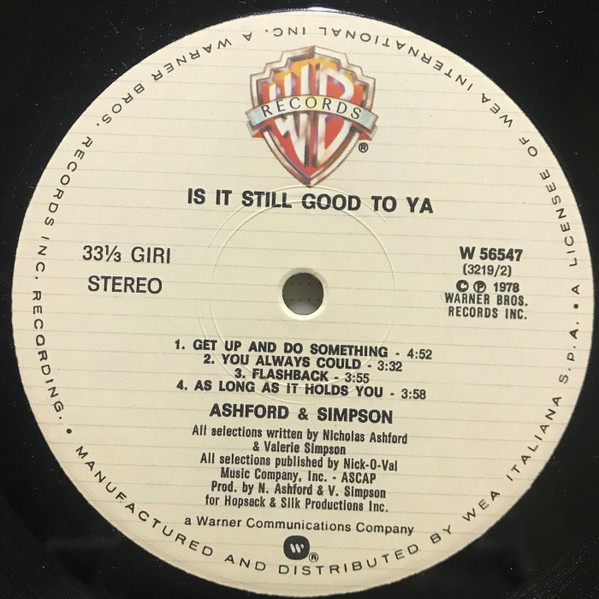 Ashford & Simpson - Is It Still Good To Ya | Warner Bros. Records (W 56547) - 4 Ashford & Simpson - Is It Still Good To Ya | Warner Bros. Records (W 56547) - 4
