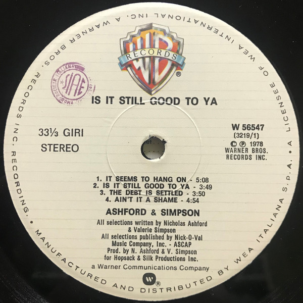 Ashford & Simpson - Is It Still Good To Ya | Warner Bros. Records (W 56547) - 3 Ashford & Simpson - Is It Still Good To Ya | Warner Bros. Records (W 56547) - 3