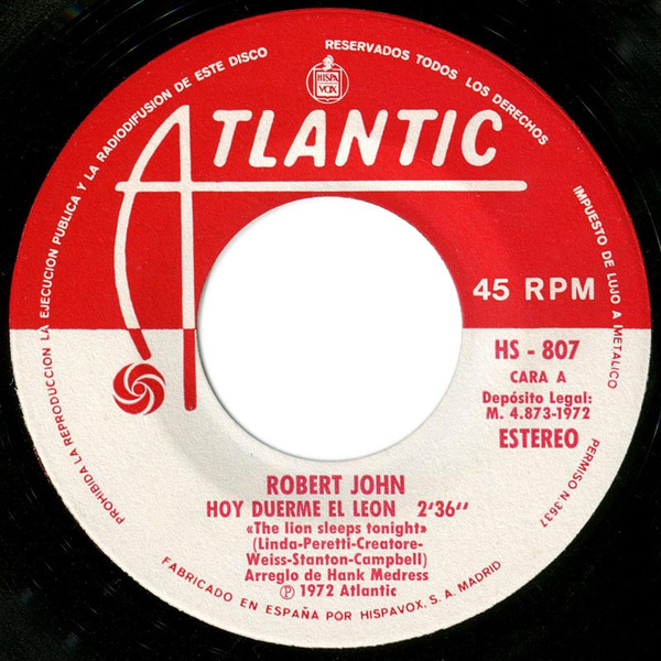 Robert John - Hoy Duerme El Leon | Atlantic (HS 807) - 3