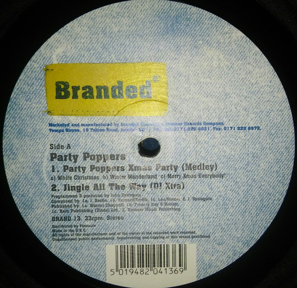 Party Poppers - Christmas Party / Motown Party | Branded Records (BRAND 13) - main Party Poppers - Christmas Party / Motown Party | Branded Records (BRAND 13) - main