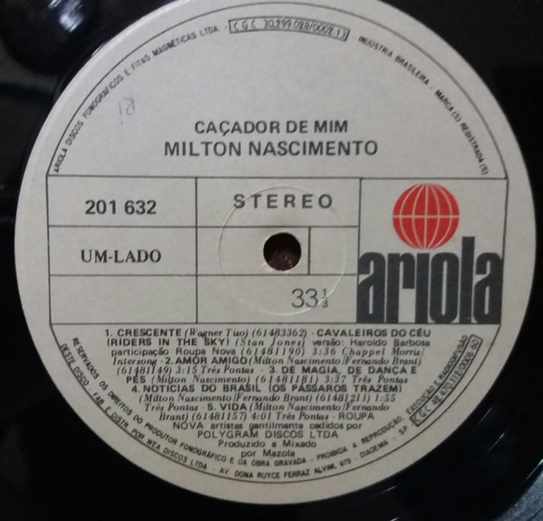 Milton Nascimento - Caçador De Mim | Ariola (201 632) - 3