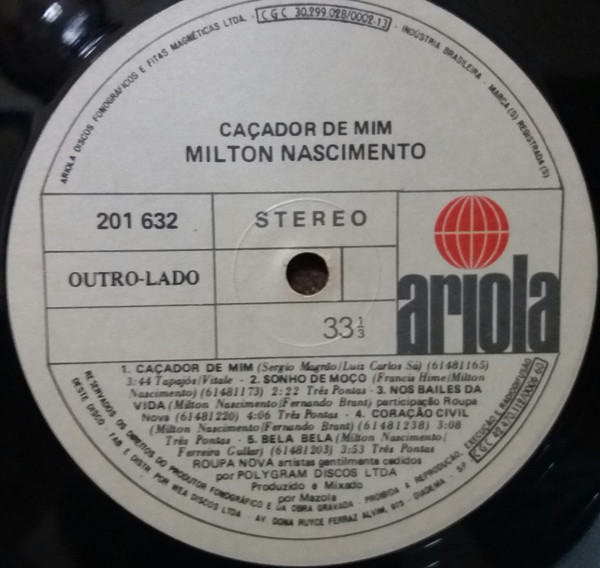 Milton Nascimento - Caçador De Mim | Ariola (201 632) - 4