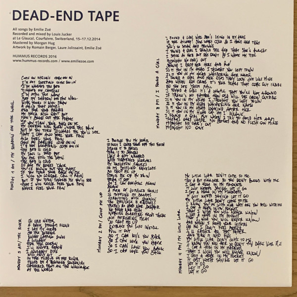 Emilie Zoé - Dead-End Tape | Hummus Records (HUMM047) - 3 Emilie Zoé - Dead-End Tape | Hummus Records (HUMM047) - 3