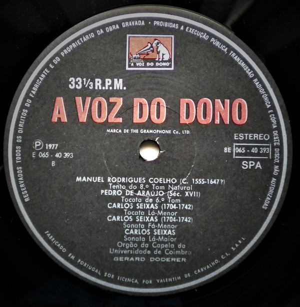 Gerhard Doderer - O Órgão Da Capela Da Universidade De Coimbra | A Voz Do Dono (11C 073 40393) - 3