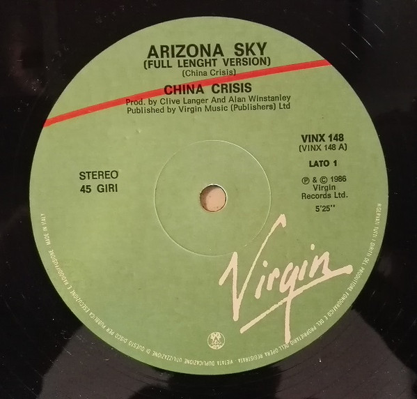 China Crisis - Arizona Sky (Full Length Version) | Virgin (VS 898) - 4