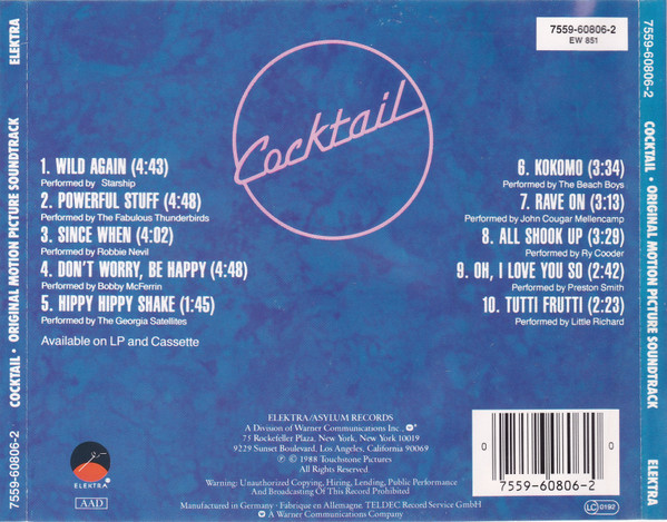 Various - Cocktail - Original Motion Picture Soundtrack | Elektra (7559-60806-2) - 2