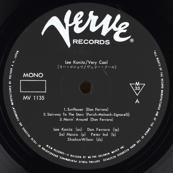 Lee Konitz - Very Cool | Verve Records (MV 1135) - 3 Lee Konitz - Very Cool | Verve Records (MV 1135) - 3