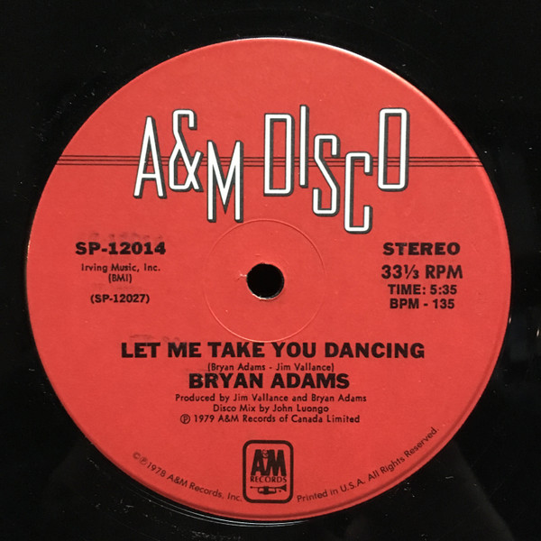 Bryan Adams - Let Me Take You Dancing | A&M Disco (SP-12014) - 2 Bryan Adams - Let Me Take You Dancing | A&M Disco (SP-12014) - 2