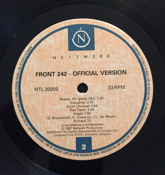 Front 242 - Official Version | Nettwerk (NTL30009) - 4 Front 242 - Official Version | Nettwerk (NTL30009) - 4