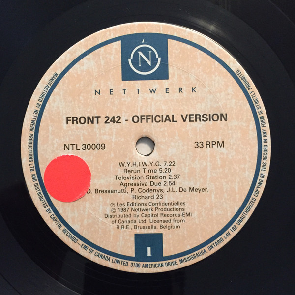 Front 242 - Official Version | Nettwerk (NTL30009) - 3 Front 242 - Official Version | Nettwerk (NTL30009) - 3