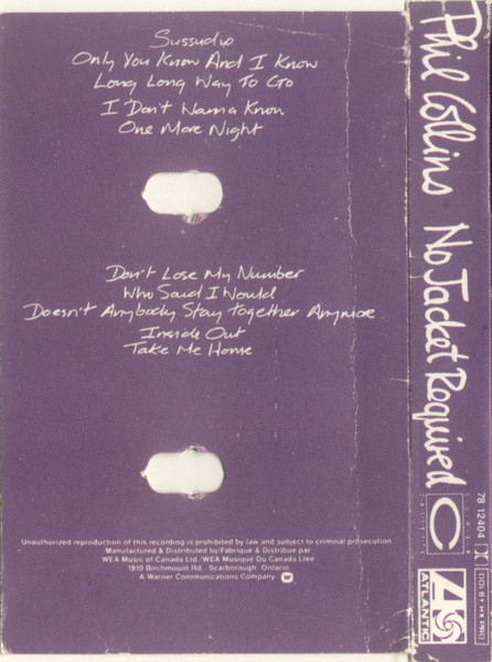 Phil Collins - No Jacket Required [Cassette] | Atlantic (78 12404) - 2
