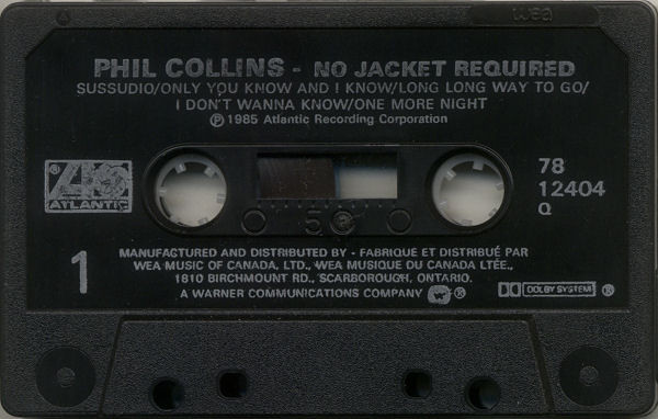 Phil Collins - No Jacket Required [Cassette] | Atlantic (78 12404) - 3
