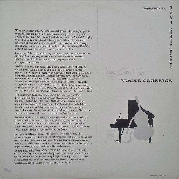 The Nat King Cole Trio - Vocal Classics | Capitol Records (T 591) - 2 The Nat King Cole Trio - Vocal Classics | Capitol Records (T 591) - 2