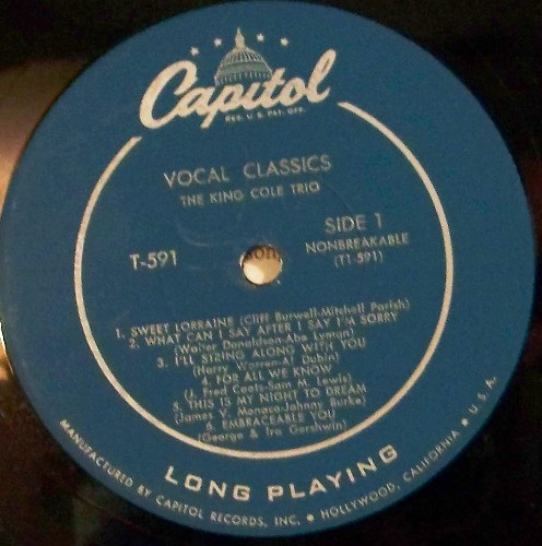 The Nat King Cole Trio - Vocal Classics | Capitol Records (T 591) - 3 The Nat King Cole Trio - Vocal Classics | Capitol Records (T 591) - 3