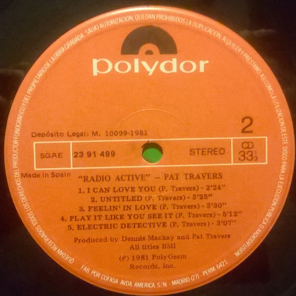 Pat Travers - Radio Active | Polydor (23 91 499) - 4