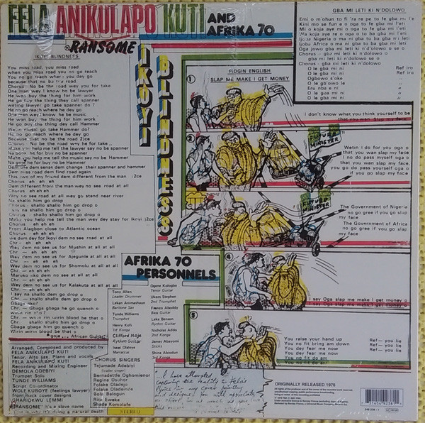 Fela Kuti & Africa 70 - Ikoyi Blindness | Kalakuta (549 238 - 1) - 2
