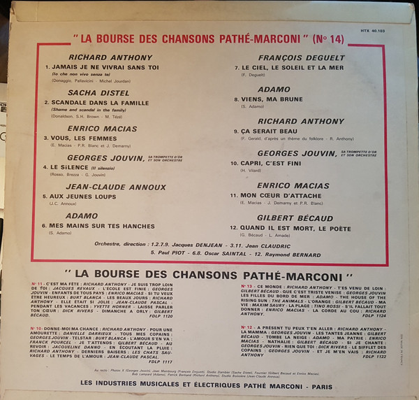 Various - La Bourse Des Chansons N° 14 | La Voix De Son Maître (HTX 40.103) - 2 Various - La Bourse Des Chansons N° 14 | La Voix De Son Maître (HTX 40.103) - 2