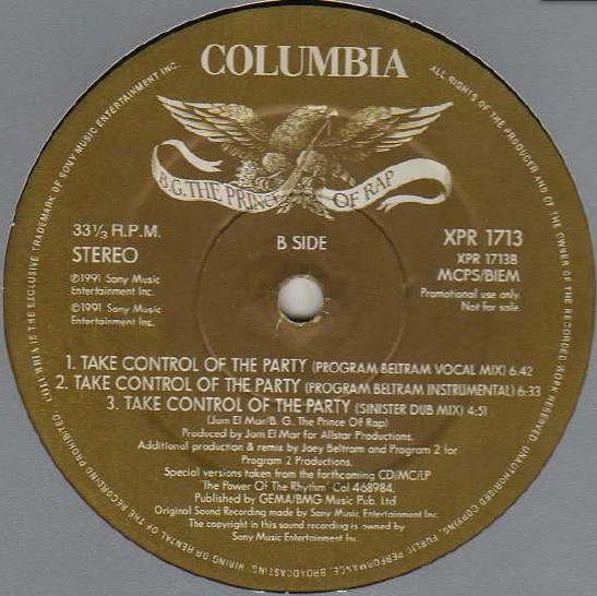 B.G. The Prince Of Rap - Take Control Of The Party | Columbia (XPR 1713) - main B.G. The Prince Of Rap - Take Control Of The Party | Columbia (XPR 1713) - main