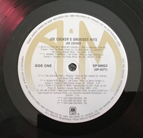 Joe Cocker - Joe Cocker's Greatest Hits | A&M Records (SP 69923) - 3 Joe Cocker - Joe Cocker's Greatest Hits | A&M Records (SP 69923) - 3