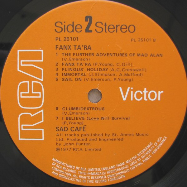 Sad Café - Fanx Ta'ra | RCA Victor (PL 25101) - 4 Sad Café - Fanx Ta'ra | RCA Victor (PL 25101) - 4
