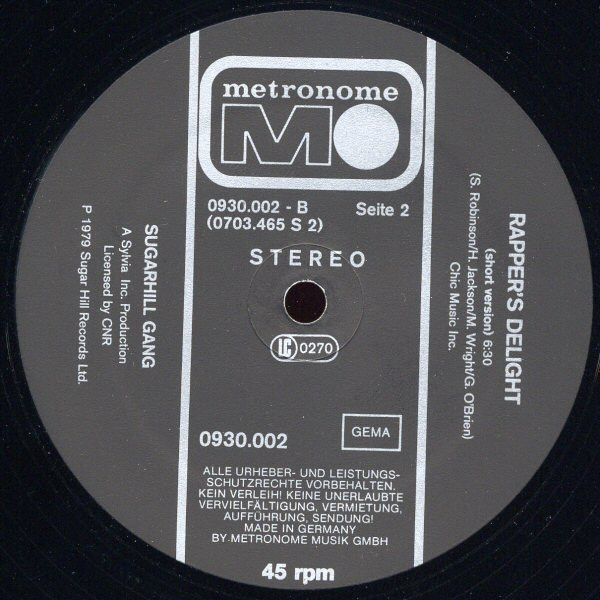 Sugarhill Gang - Rapper's Delight | Metronome (0930.002) - 4