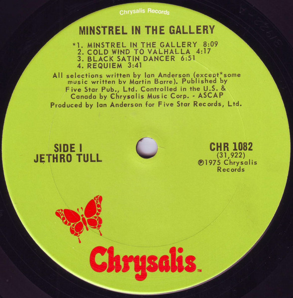 Jethro Tull - Minstrel In The Gallery | Chrysalis (CHR 1082) - 3