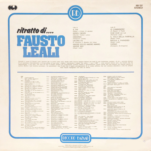 Fausto Leali - Ritratto Di.... Fausto Leali | Record Bazaar (RB 137) - 2 Fausto Leali - Ritratto Di.... Fausto Leali | Record Bazaar (RB 137) - 2