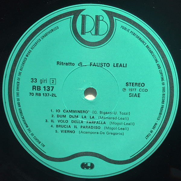 Fausto Leali - Ritratto Di.... Fausto Leali | Record Bazaar (RB 137) - 4 Fausto Leali - Ritratto Di.... Fausto Leali | Record Bazaar (RB 137) - 4