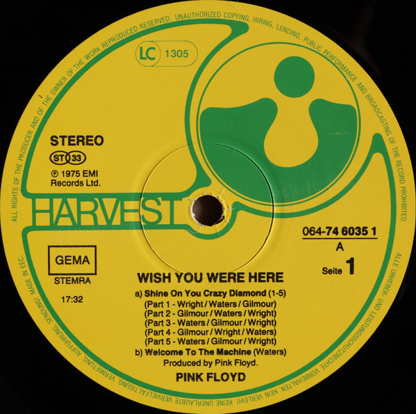 Pink Floyd - Wish You Were Here | Harvest (064-7 46035 1) - 3