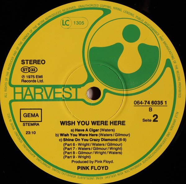 Pink Floyd - Wish You Were Here | Harvest (064-7 46035 1) - 4