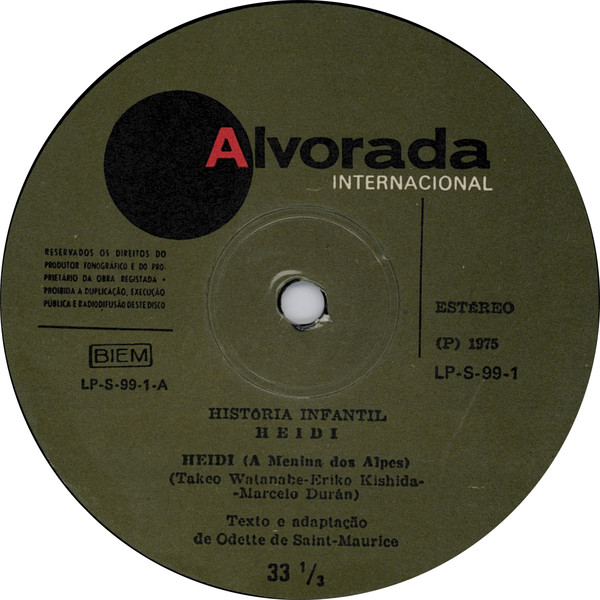 Heidi , Odette De Saint-Maurice , Orquestra De Rocha Oliveira - Heidi - A Menina Dos Alpes (História Completa) | Rádio Triunfo, Lda. (LP-S-99-1) - 3
