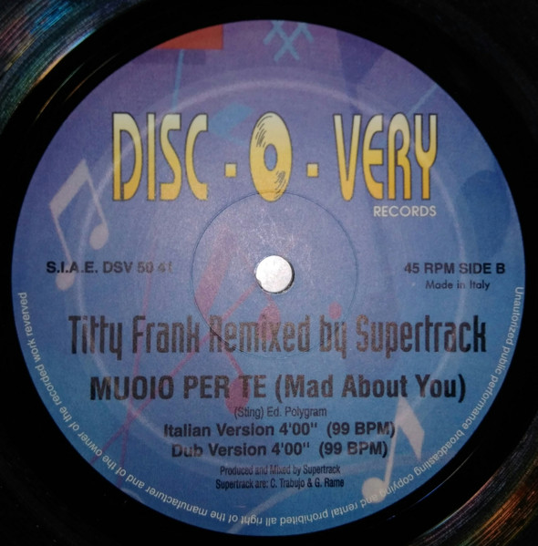 Titty Frank Remixed By Supertrack - Mad About You (Muoio Per Te) | Disc-O-Very Records (DSV 5041) - 4