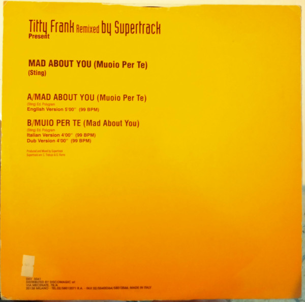 Titty Frank Remixed By Supertrack - Mad About You (Muoio Per Te) | Disc-O-Very Records (DSV 5041) - 2