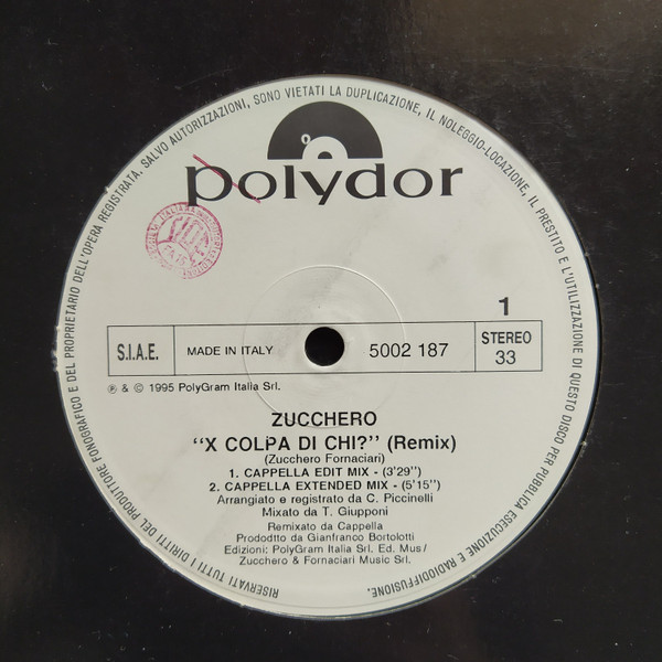 Zucchero - X Colpa Di Chi? (Remix) | Polydor (5002 187) - 2