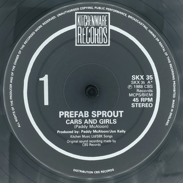 Prefab Sprout - Cars And Girls | Kitchenware Records (SKX 35) - 3