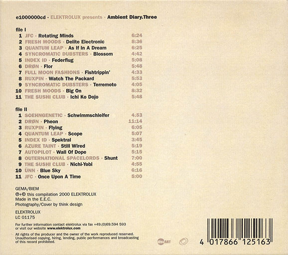 Various - Ambient Diary.Three | Elektrolux (e1000000cd) - 4 Various - Ambient Diary.Three | Elektrolux (e1000000cd) - 4