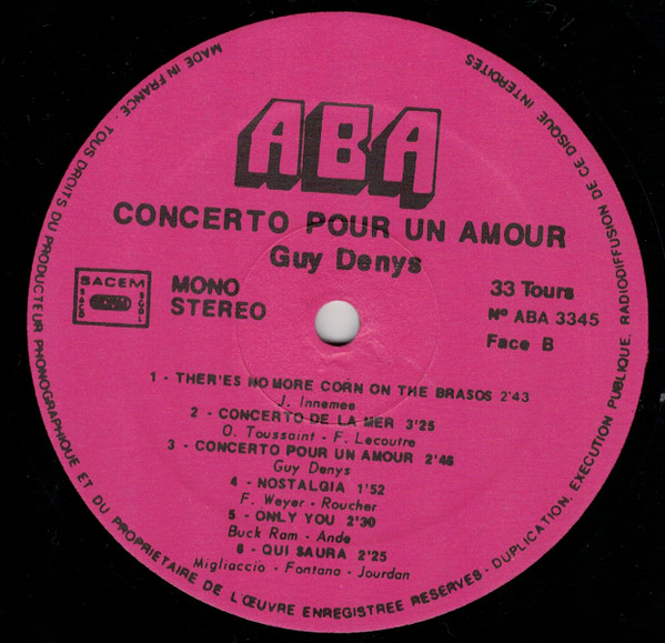 Guy Denys His Organ And His Orchestra - Concerto Pour Un Amour | ABA (ABA 3345) - 4 Guy Denys His Organ And His Orchestra - Concerto Pour Un Amour | ABA (ABA 3345) - 4