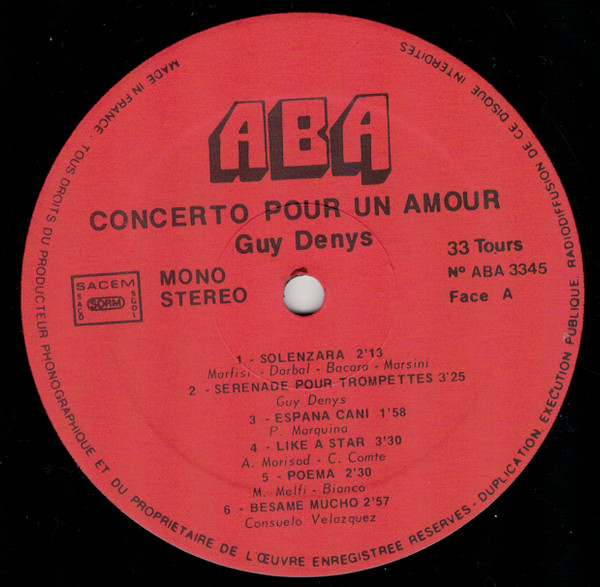 Guy Denys His Organ And His Orchestra - Concerto Pour Un Amour | ABA (ABA 3345) - 3 Guy Denys His Organ And His Orchestra - Concerto Pour Un Amour | ABA (ABA 3345) - 3