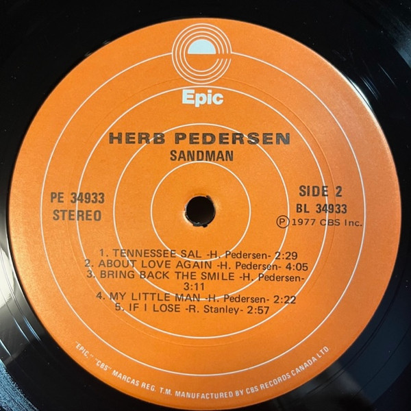 Herb Pedersen - Sandman [Vinyl] | Epic (PE 34933) - 4