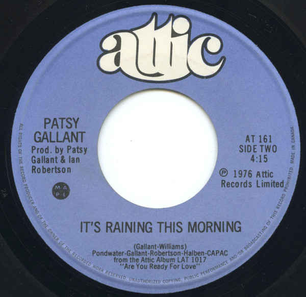 Patsy Gallant - Sugar Daddy / It's Raining This Morning (7") [Vinyl] | Attic (AT 161) - 2