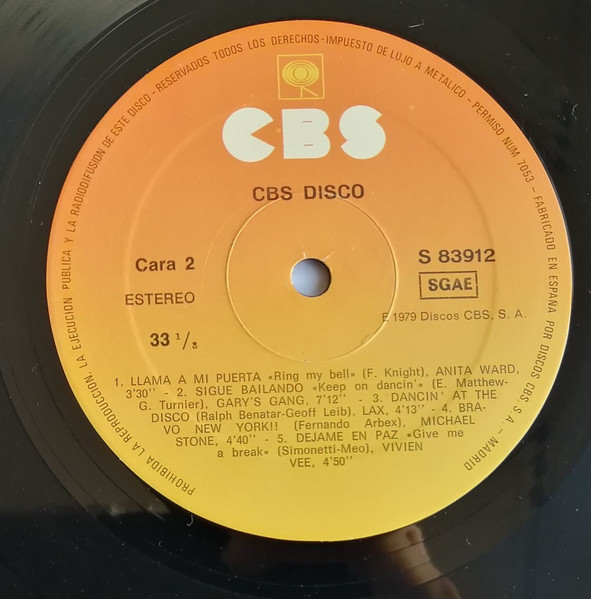 Various - Cbs Disco | CBS (S 83912) - 4 Various - Cbs Disco | CBS (S 83912) - 4